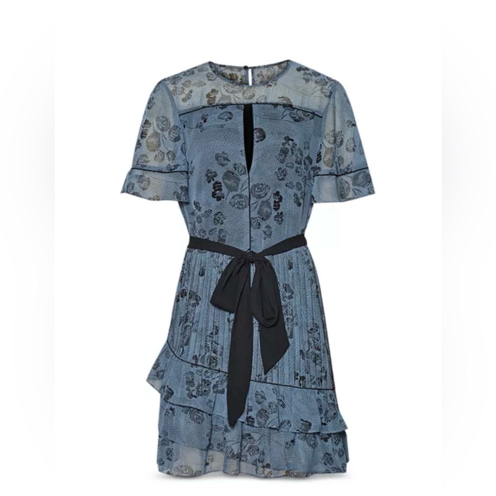 Reiss Dani Blue Floral printed Mini Dress - US 10